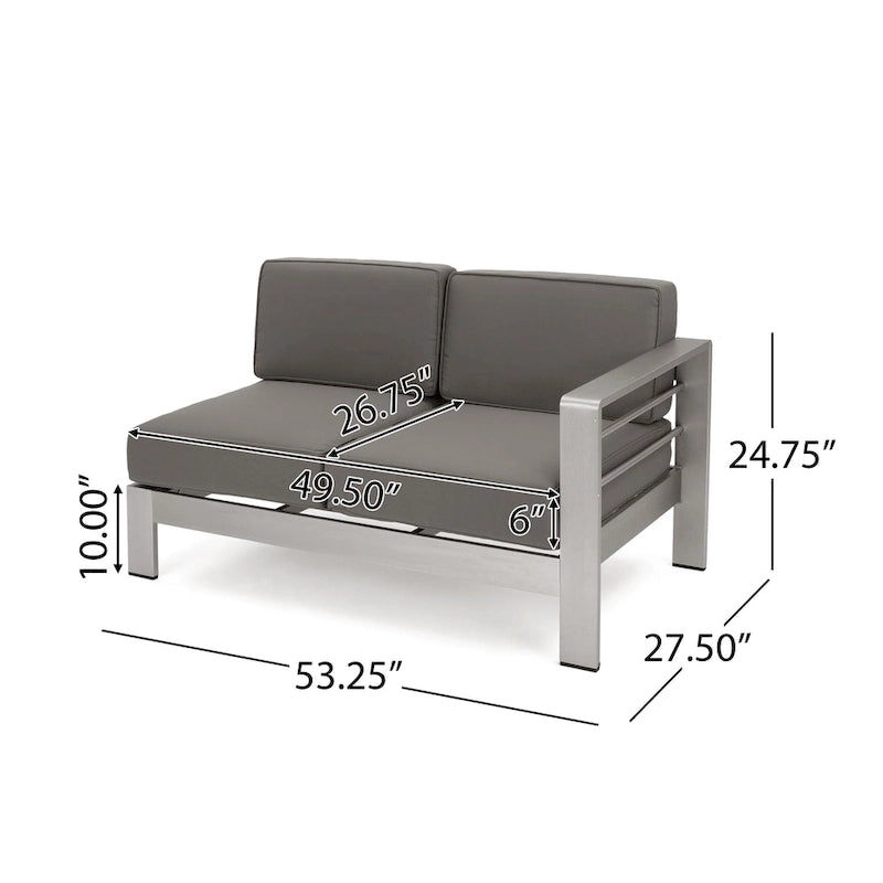Ensemble de canapé d'angle en aluminium en U 11 places et pouf Cape Coral Outdoor par Christopher Knight Home
