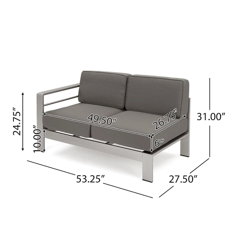Ensemble de canapé d'angle en aluminium en U 11 places et pouf Cape Coral Outdoor par Christopher Knight Home