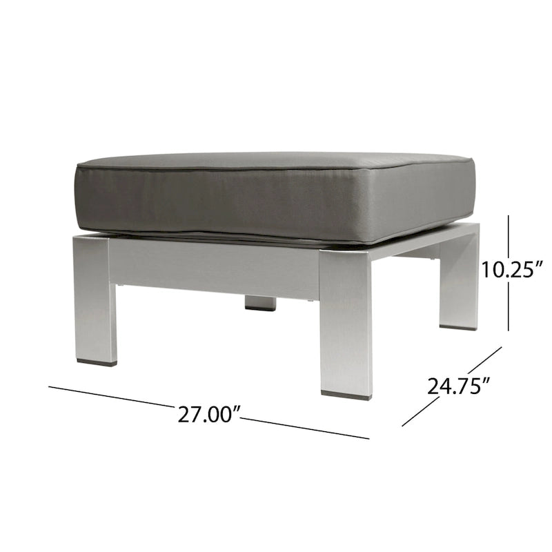 Ensemble de canapé d'angle en aluminium en U 11 places et pouf Cape Coral Outdoor par Christopher Knight Home