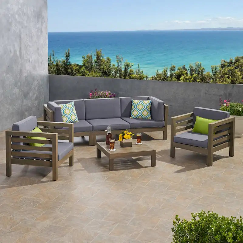 Ensemble de conversation Oana Outdoor de Christopher Knight Home, canapé 5 places et fauteuil de club en acacia