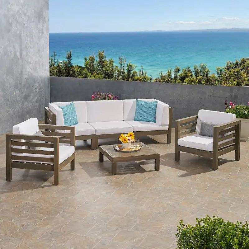Ensemble de conversation Oana Outdoor de Christopher Knight Home, canapé 5 places et fauteuil de club en acacia