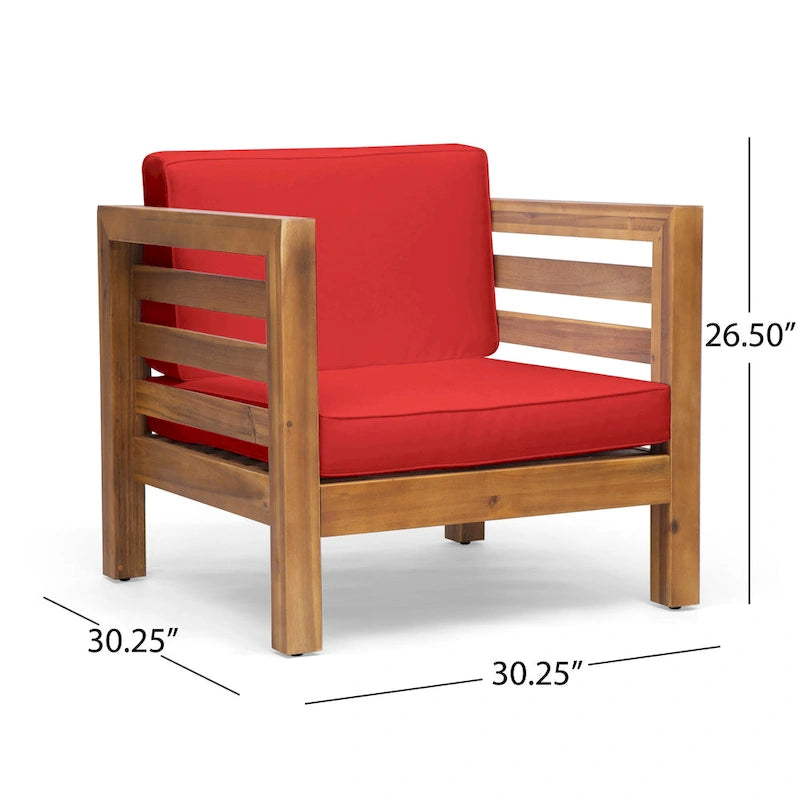 Ensemble de conversation Oana Outdoor de Christopher Knight Home, canapé 5 places et fauteuil de club en acacia
