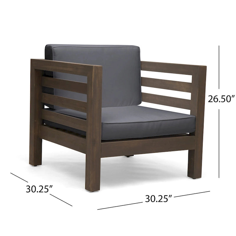 Ensemble de conversation Oana Outdoor de Christopher Knight Home, canapé 5 places et fauteuil de club en acacia