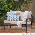 Causeuse d'extérieur en osier Honolulu avec coussins par Christopher Knight Home
