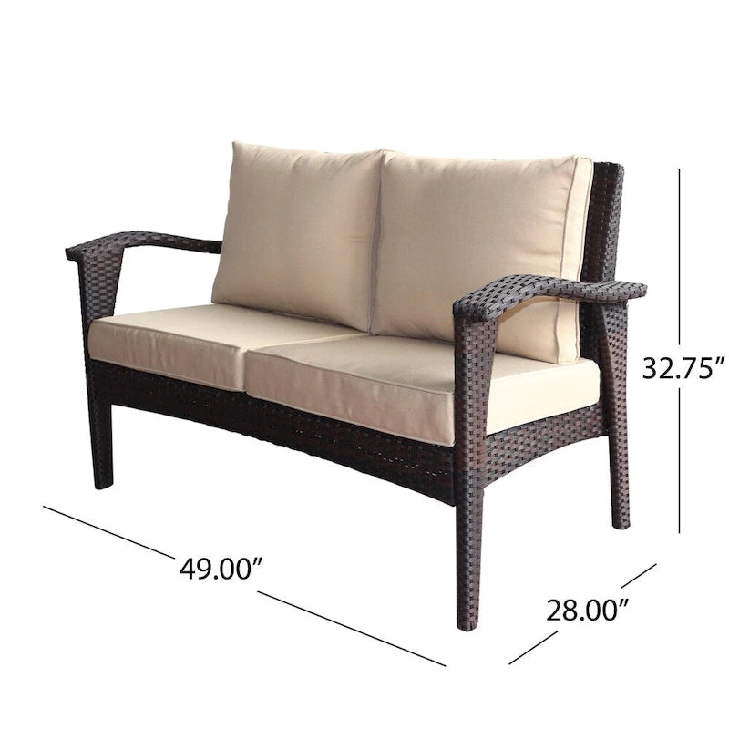 Causeuse d'extérieur en osier Honolulu avec coussins par Christopher Knight Home