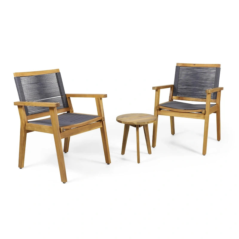Ensemble de conversation d'extérieur 3 pièces en bois d'acacia McGill par Christopher Knight Home