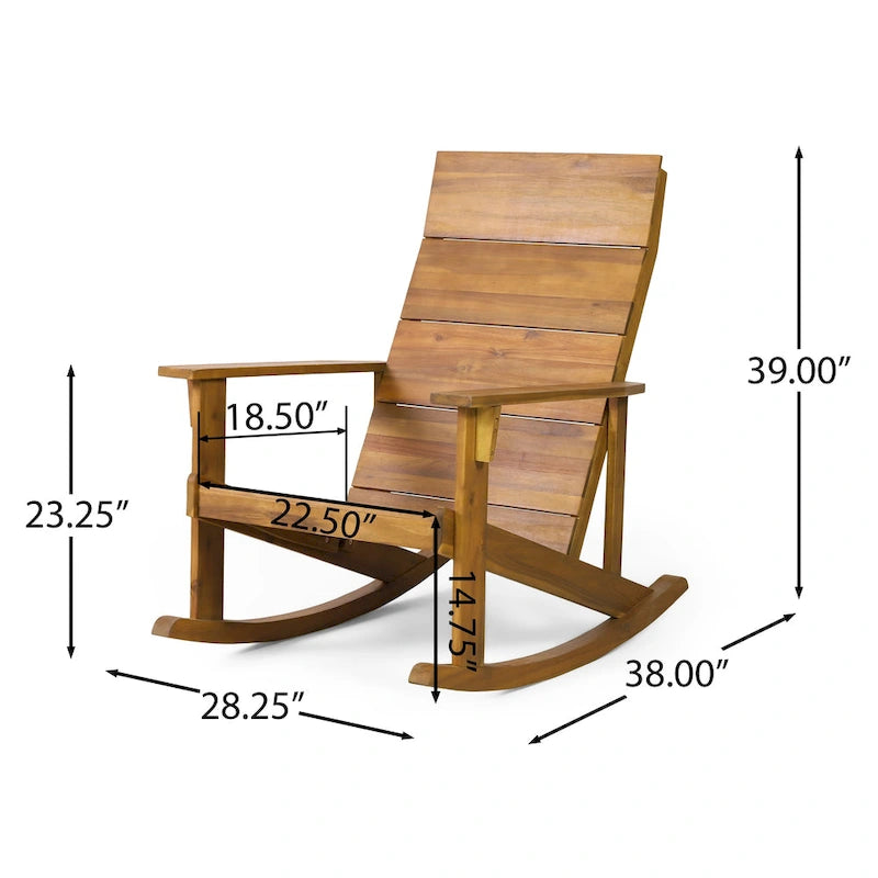 Chaise à bascule Adirondack d'extérieur en bois d'acacia Axson par Christopher Knight Home