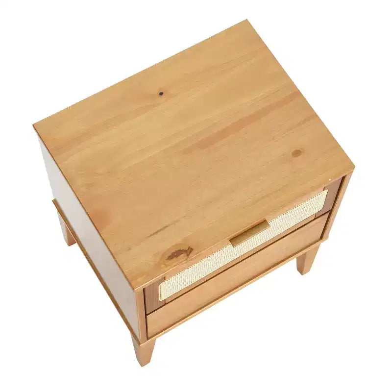 Table de chevet en bois massif avec 2 tiroirs de rangement