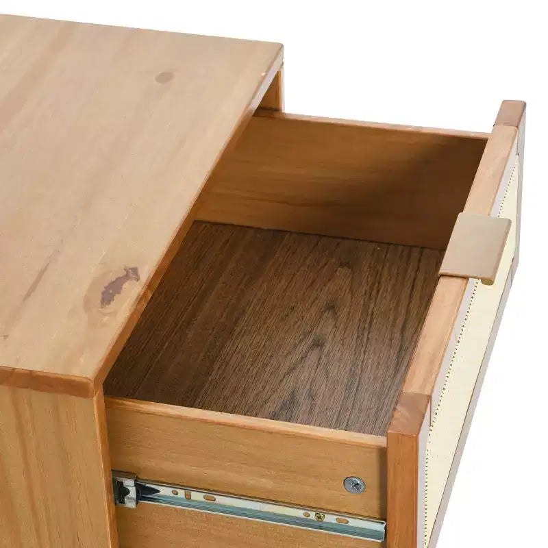 Table de chevet en bois massif avec 2 tiroirs de rangement