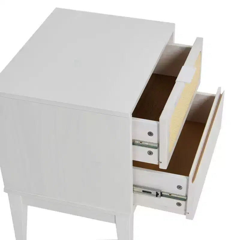 Table de chevet en bois massif avec 2 tiroirs de rangement