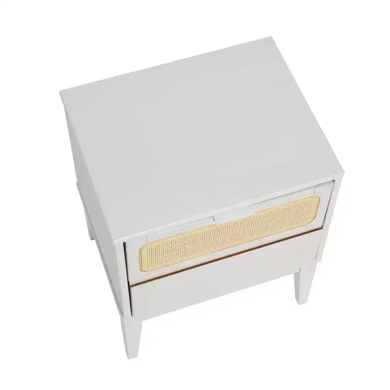 Table de chevet en bois massif avec 2 tiroirs de rangement