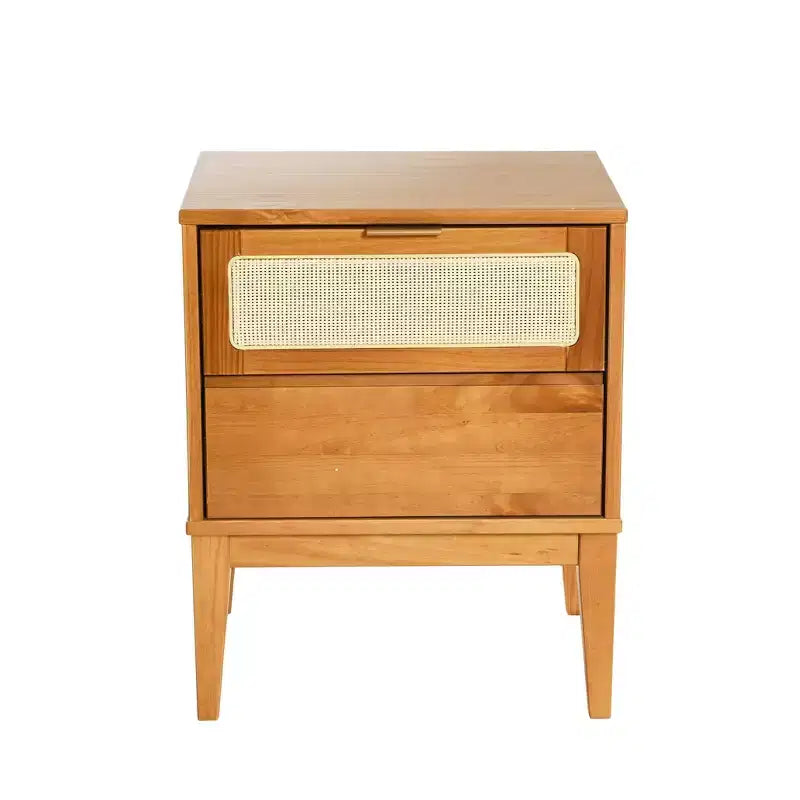 Table de chevet en bois massif avec 2 tiroirs de rangement