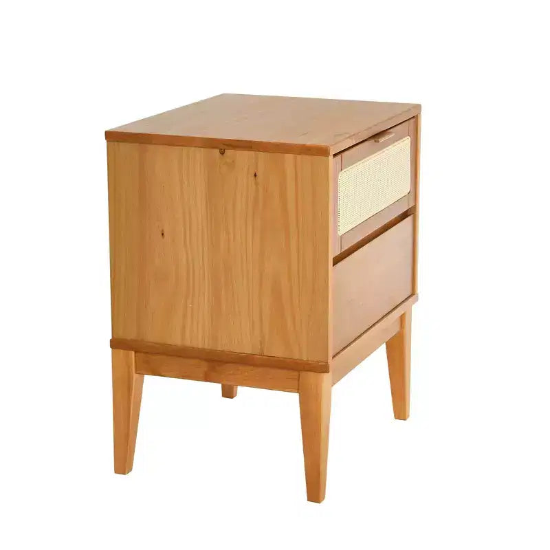 Table de chevet en bois massif avec 2 tiroirs de rangement