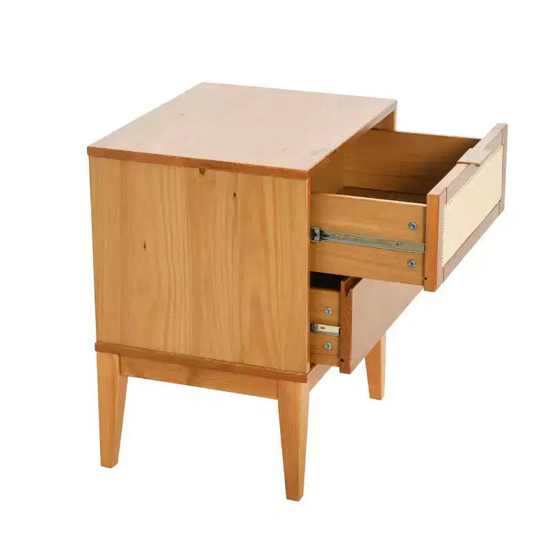 Table de chevet en bois massif avec 2 tiroirs de rangement