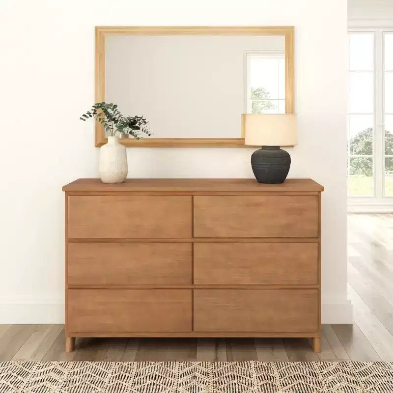 Commode large à 6 tiroirs en bois massif de style campagnard