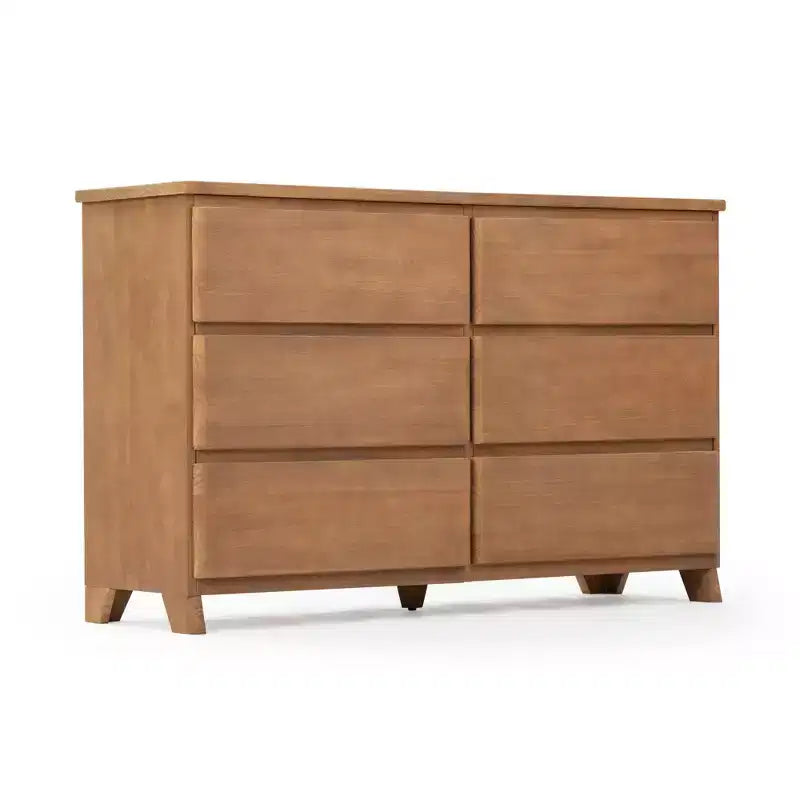 Commode large à 6 tiroirs en bois massif de style campagnard