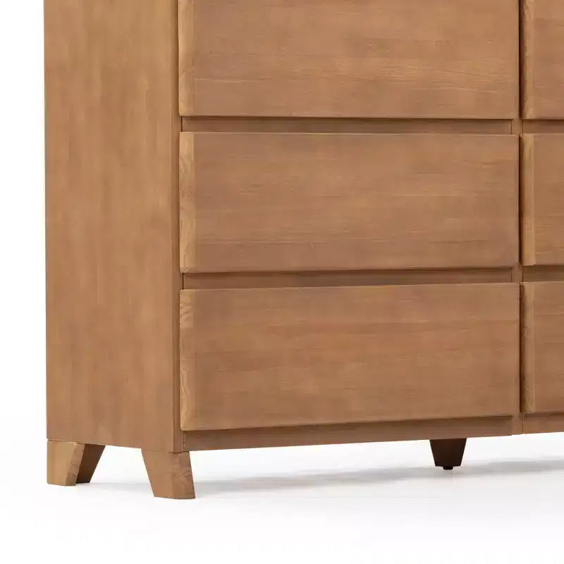 Commode large à 6 tiroirs en bois massif de style campagnard