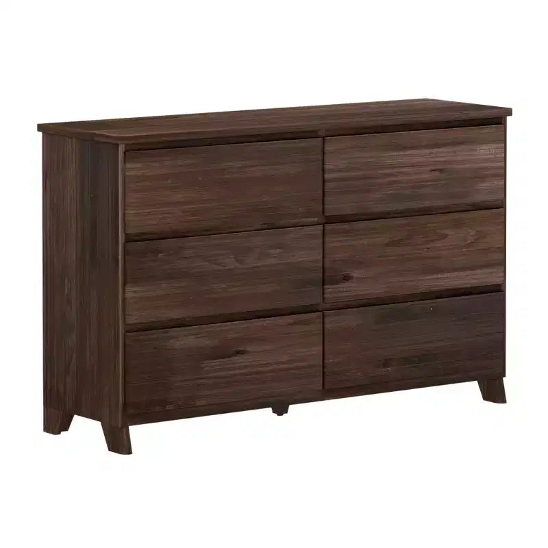 Commode large à 6 tiroirs en bois massif de style campagnard