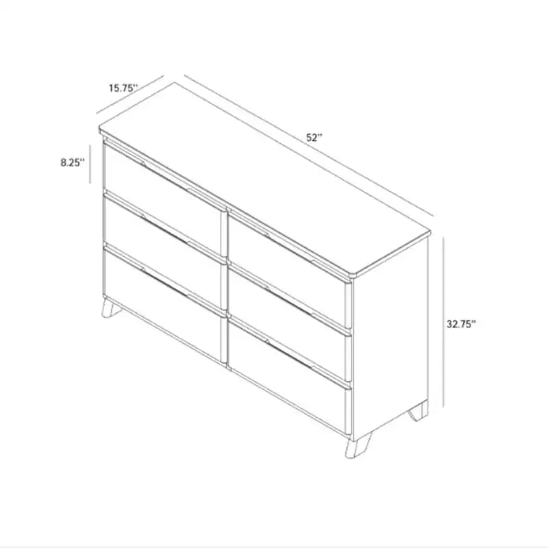 Commode large à 6 tiroirs en bois massif de style campagnard