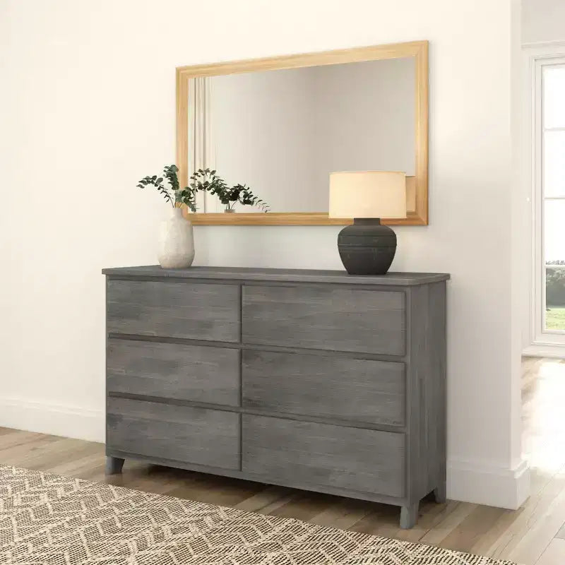 Commode large à 6 tiroirs en bois massif de style campagnard
