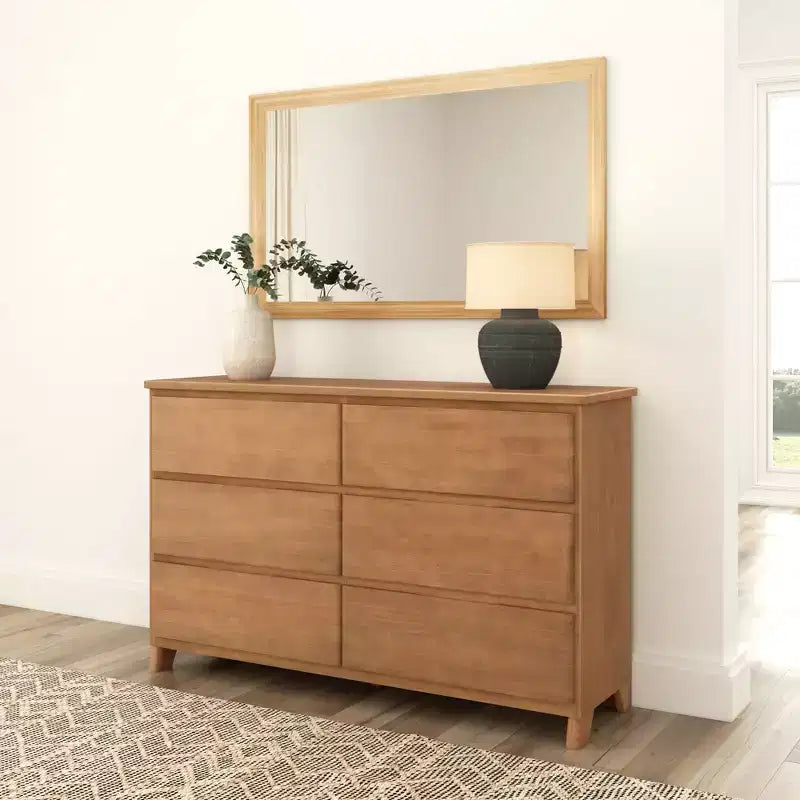 Commode large à 6 tiroirs en bois massif de style campagnard