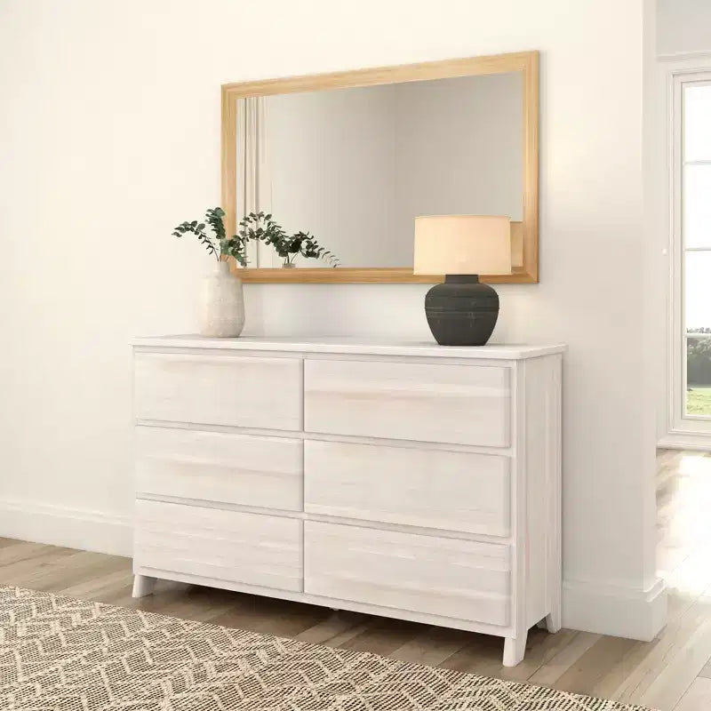Commode large à 6 tiroirs en bois massif de style campagnard