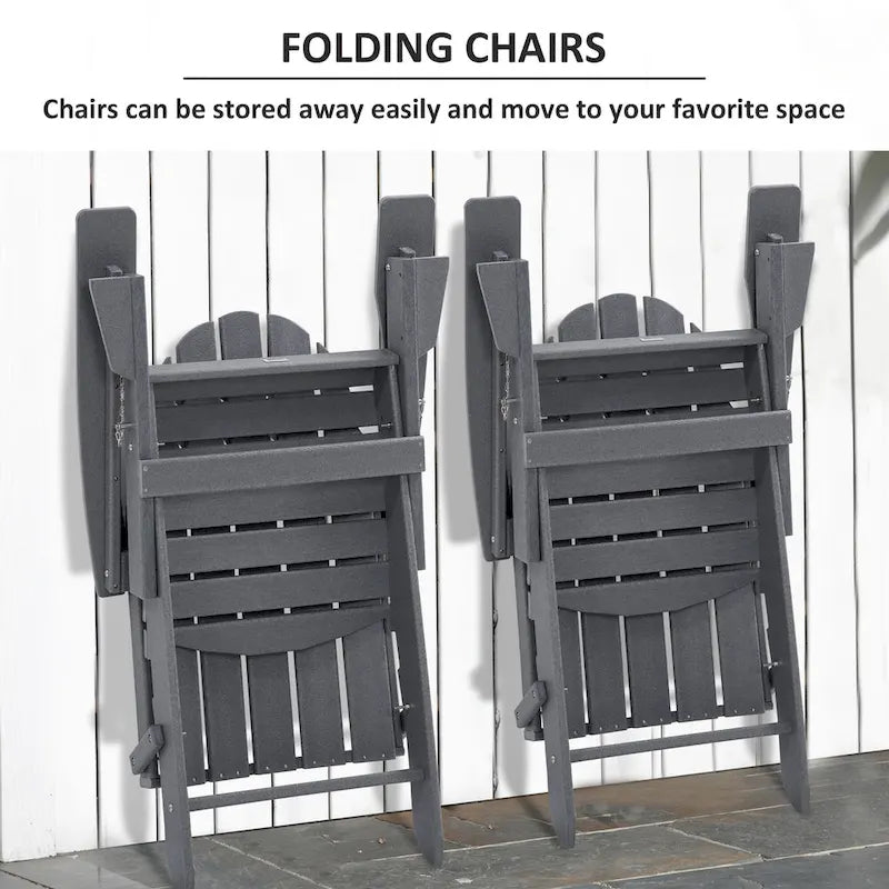 Outsunny Ensemble 3 pièces chaises Adirondack avec table d'appoint, chaise Adirondack pliable tout temps, fauteuil de jardin en plastique pour foyer