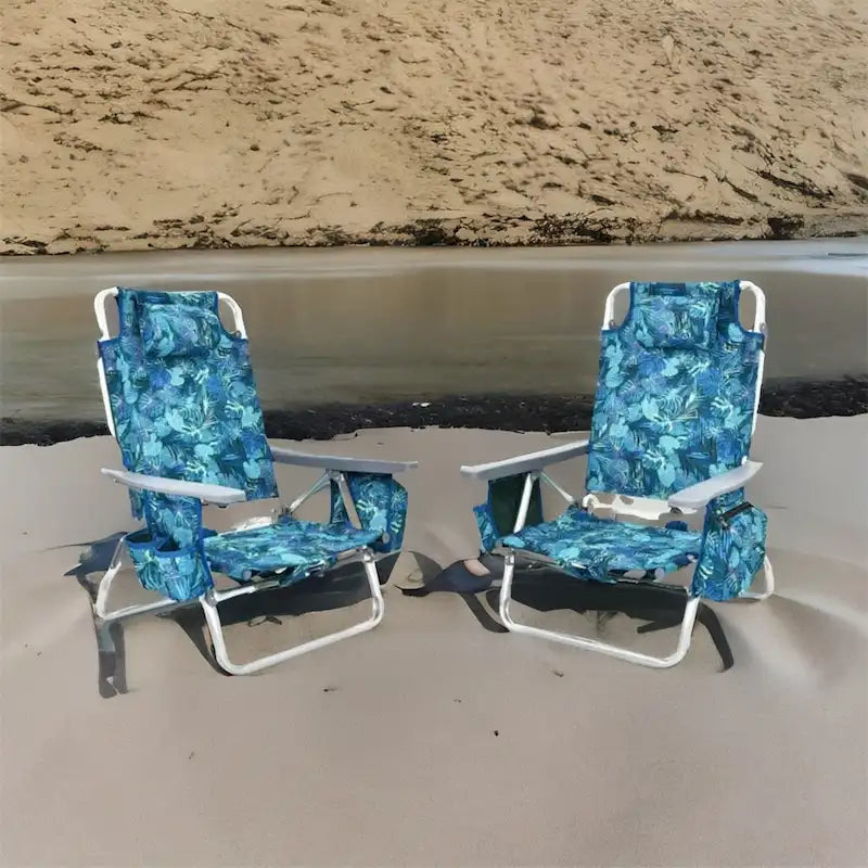 Chaise longue de plage pliante à dossier réglable avec oreiller