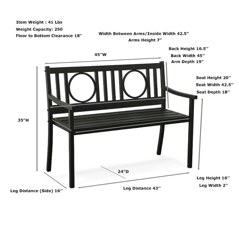 Banc extérieur en métal Nelson