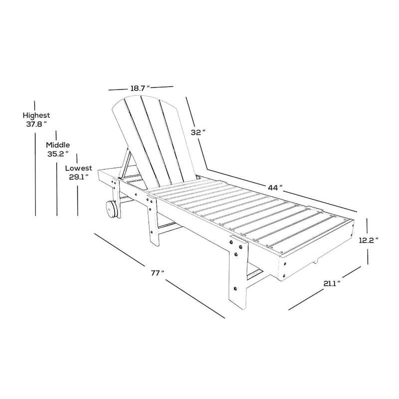 Polytrends Laguna Chaise longue sans accoudoirs en PEHD, toutes saisons, pour terrasse ou piscine (lot de 2)