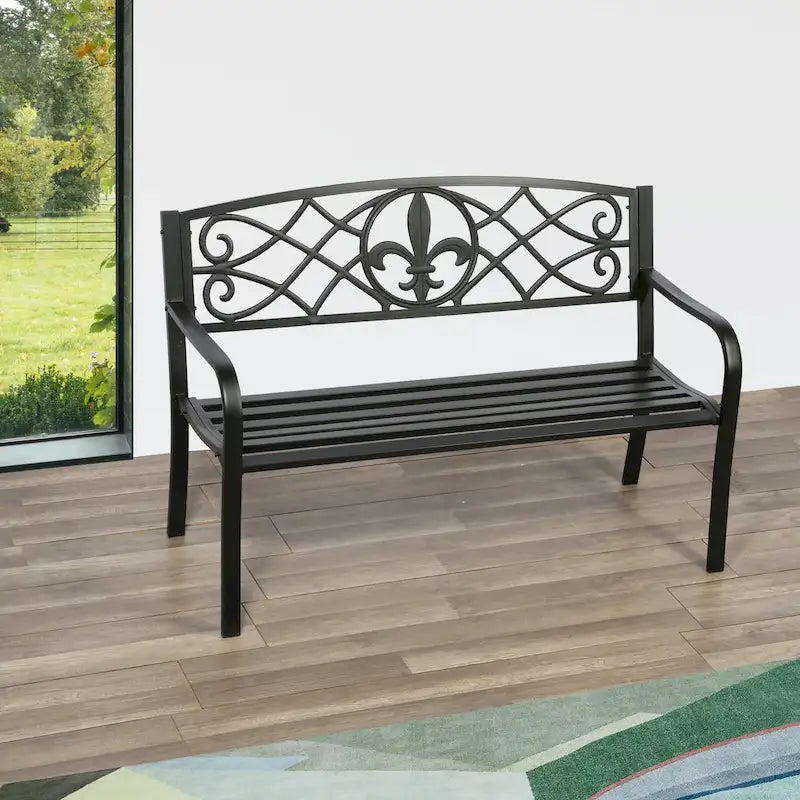 Lotus Home Metal Garden Bench - 50 W x 23.6 D x 34.3 H