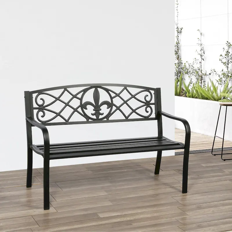 Banc de jardin en métal Lotus Home - 50 L x 23,6 P x 34,3 H