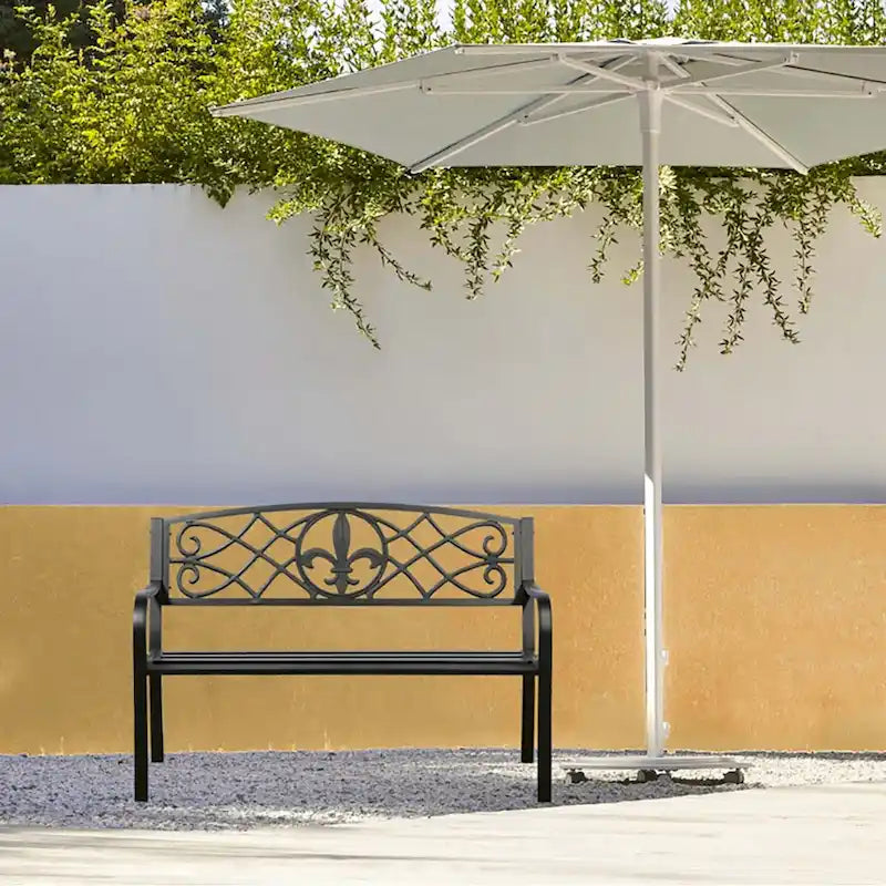 Banc de jardin en métal Lotus Home - 50 L x 23,6 P x 34,3 H