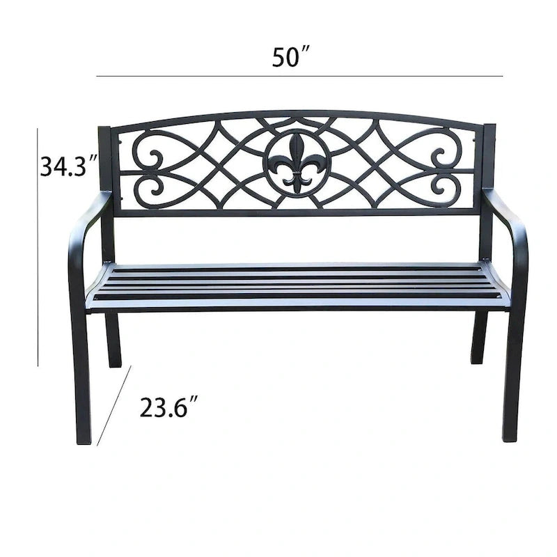 Banc de jardin en métal Lotus Home - 50 L x 23,6 P x 34,3 H