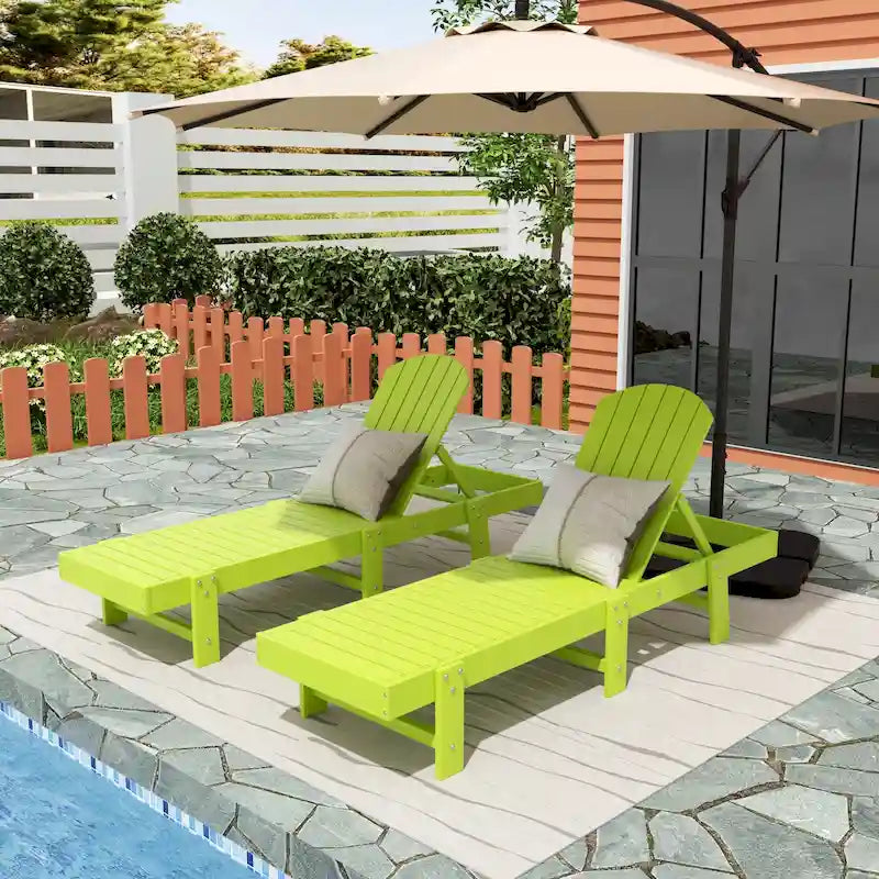 Polytrends Altura Chaise longue inclinable sans accoudoirs en polyéthylène écologique toutes saisons (Lot de 2)
