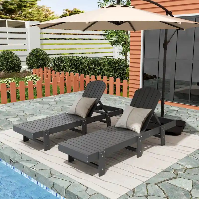 Polytrends Altura Armless Poly Eco-Friendly All Weather Reclining Chaise Lounge (Set of 2)