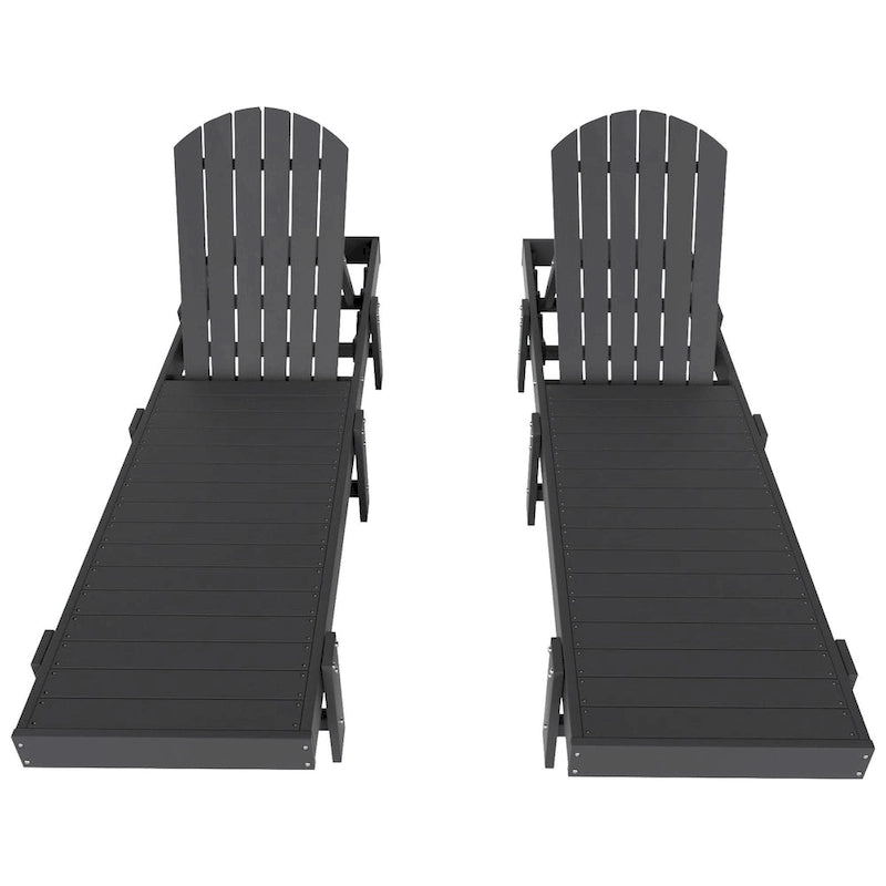 Polytrends Altura Chaise longue inclinable sans accoudoirs en polyéthylène écologique toutes saisons (Lot de 2)
