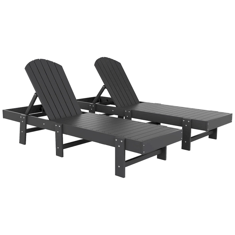 Polytrends Altura Chaise longue inclinable sans accoudoirs en polyéthylène écologique toutes saisons (Lot de 2)