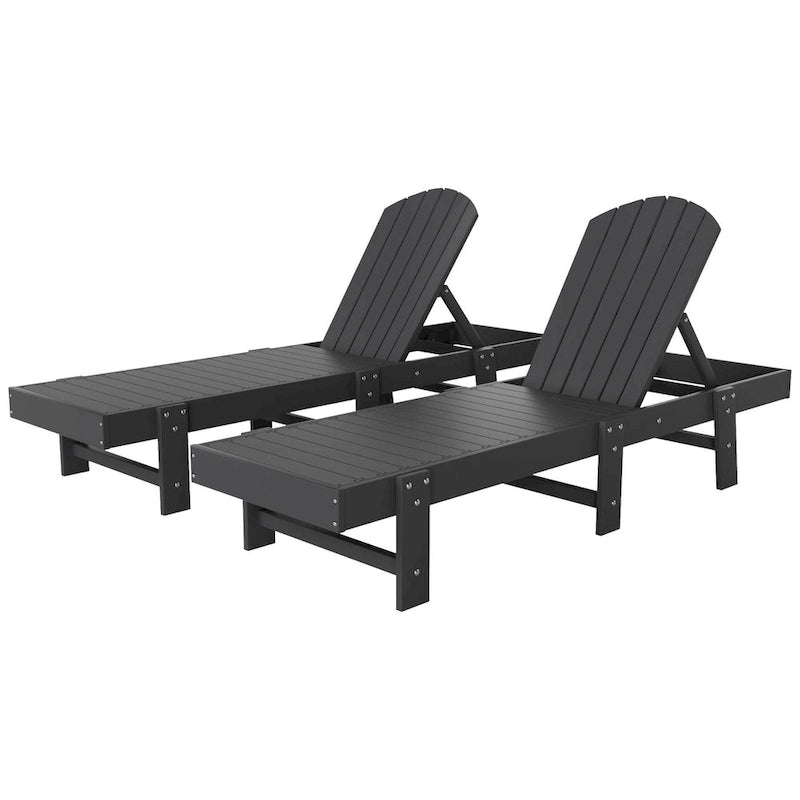 Polytrends Altura Chaise longue inclinable sans accoudoirs en polyéthylène écologique toutes saisons (Lot de 2)