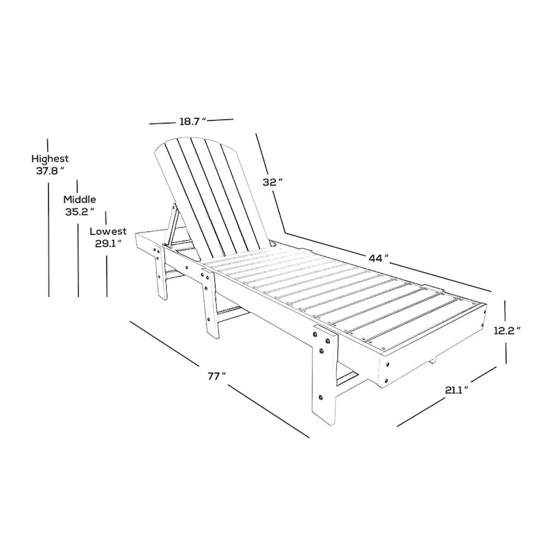 Polytrends Altura Chaise longue inclinable sans accoudoirs en polyéthylène écologique toutes saisons (Lot de 2)