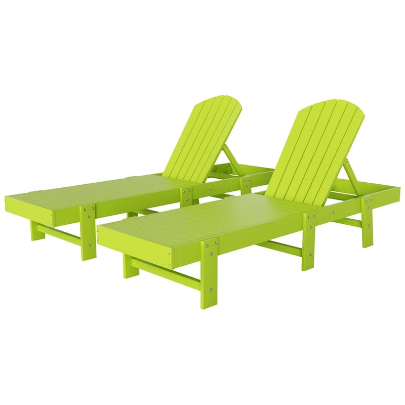 Polytrends Altura Chaise longue inclinable sans accoudoirs en polyéthylène écologique toutes saisons (Lot de 2)