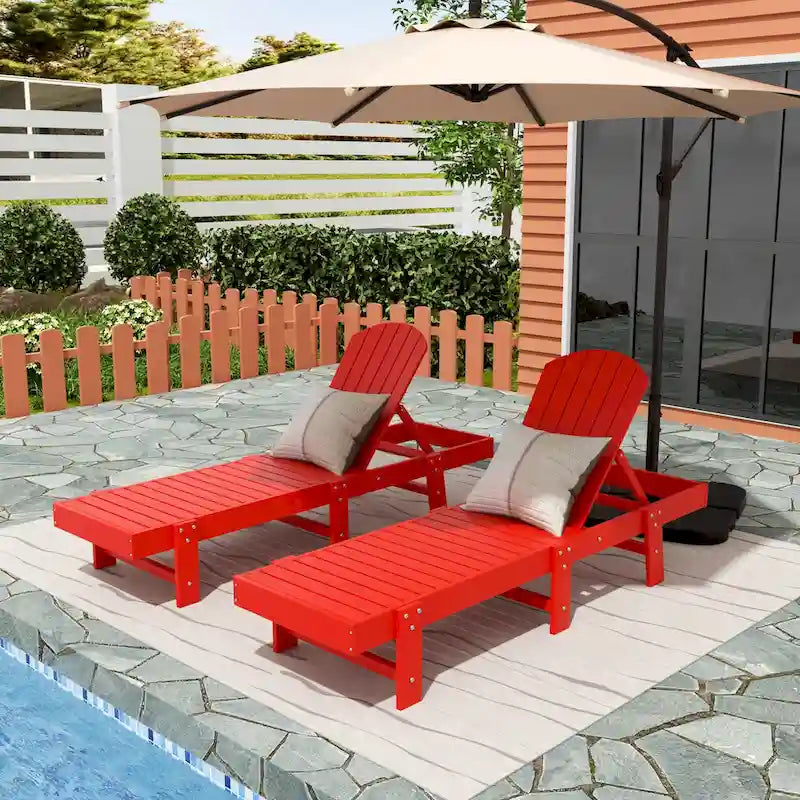 Polytrends Altura Chaise longue inclinable sans accoudoirs en polyéthylène écologique toutes saisons (Lot de 2)