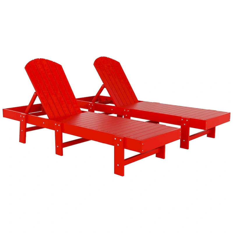 Polytrends Altura Chaise longue inclinable sans accoudoirs en polyéthylène écologique toutes saisons (Lot de 2)