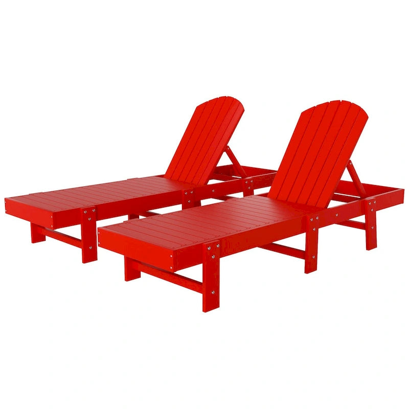 Polytrends Altura Chaise longue inclinable sans accoudoirs en polyéthylène écologique toutes saisons (Lot de 2)