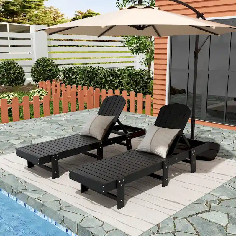 Polytrends Altura Chaise longue inclinable sans accoudoirs en polyéthylène écologique toutes saisons (Lot de 2)