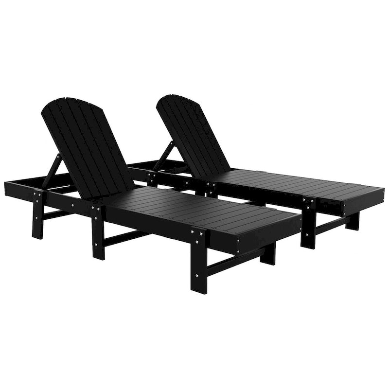 Polytrends Altura Chaise longue inclinable sans accoudoirs en polyéthylène écologique toutes saisons (Lot de 2)