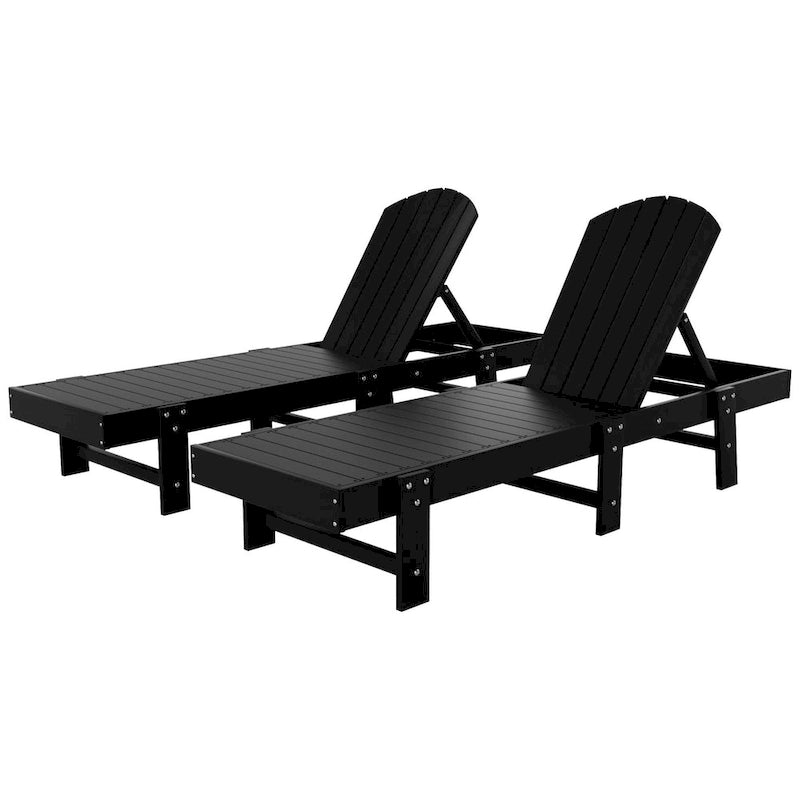 Polytrends Altura Chaise longue inclinable sans accoudoirs en polyéthylène écologique toutes saisons (Lot de 2)