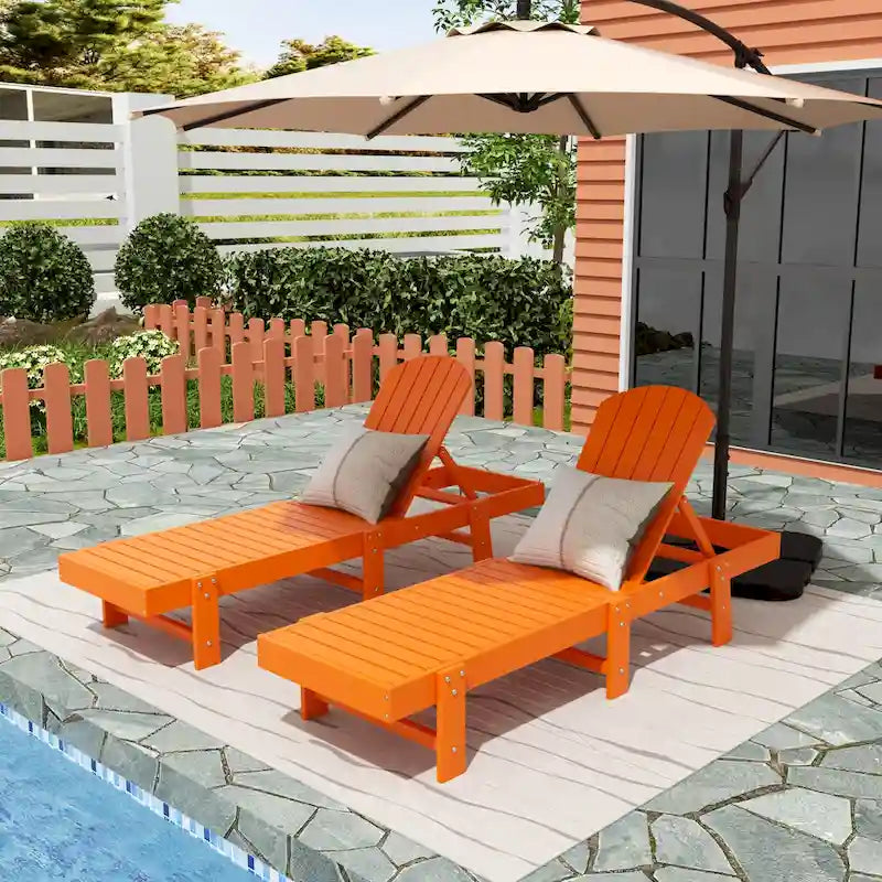Polytrends Altura Chaise longue inclinable sans accoudoirs en polyéthylène écologique toutes saisons (Lot de 2)