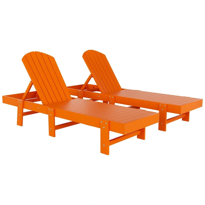 Polytrends Altura Chaise longue inclinable sans accoudoirs en polyéthylène écologique toutes saisons (Lot de 2)
