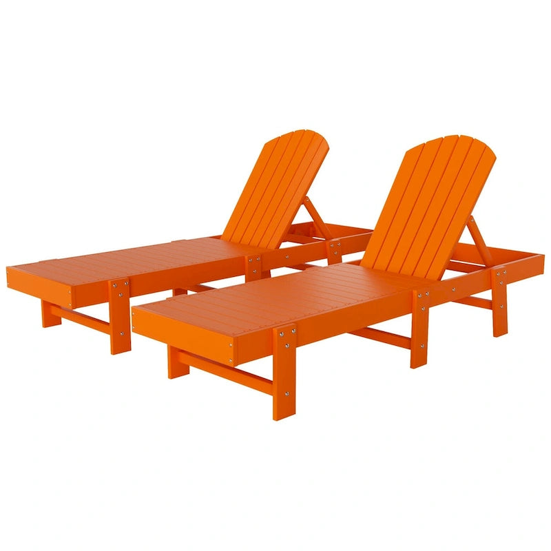 Polytrends Altura Chaise longue inclinable sans accoudoirs en polyéthylène écologique toutes saisons (Lot de 2)